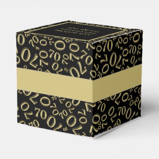 Jouw tekst 70e verjaardag nummer Patroon Zwart/Gou Bedankdoosjes (Achterkant)