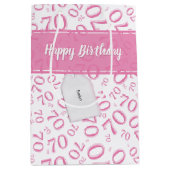 Jouw tekst: 70e verjaardag roze nummer 70 patroon medium cadeauzakje (Voorkant)