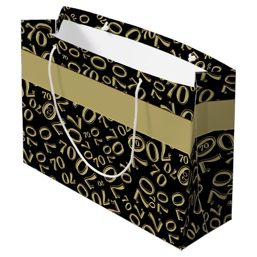 Jouw tekst: 70e verjaardag zwart/goudnummer 70 large cadeautasje (Achterkant Gekanteld)