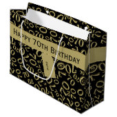 Jouw tekst: 70e verjaardag zwart/goudnummer 70 large cadeautasje (Voorkant Gekanteld)