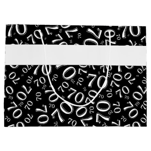 Jouw tekst: 70e verjaardag zwart/wit nummer 70 large cadeautasje (Achterkant)
