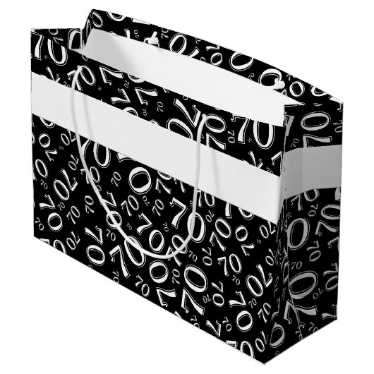 Jouw tekst: 70e verjaardag zwart/wit nummer 70 large cadeautasje (Achterkant Gekanteld)