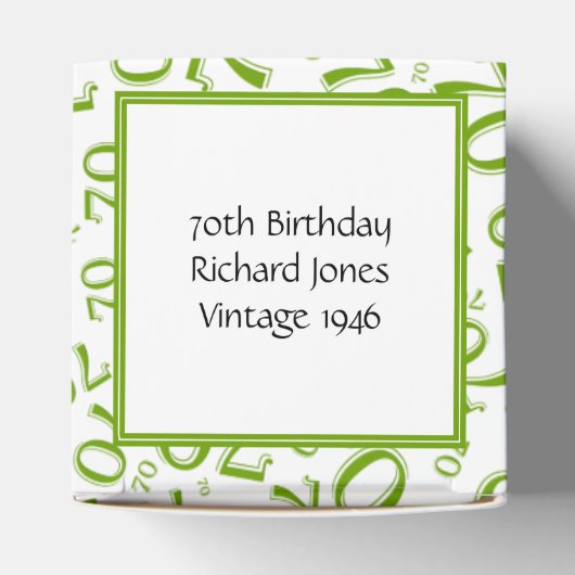 Jouw tekst 70ste verjaardag nummer Patroon Groen/W Bedankdoosjes (Bovenkant)