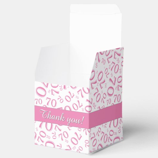 Jouw tekst 70ste verjaardag nummer Patroon Roze/Wi Bedankdoosjes (Geopend)