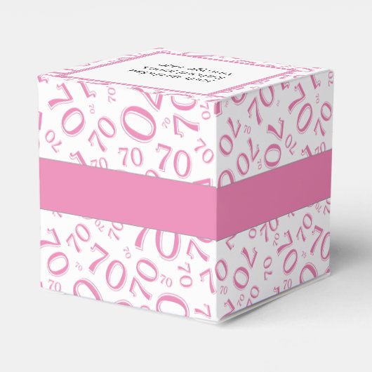 Jouw tekst 70ste verjaardag nummer Patroon Roze/Wi Bedankdoosjes (Achterkant)