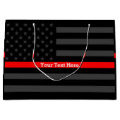 jouw tekst - Aangepaste Thin Red Line Grey Amerika Large Cadeautasje (Voorkant)