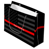 jouw tekst - Aangepaste Thin Red Line Grey Amerika Large Cadeautasje (Voorkant Gekanteld)