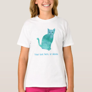 Jouw tekst Abstracte Turquoise Cat tshirts