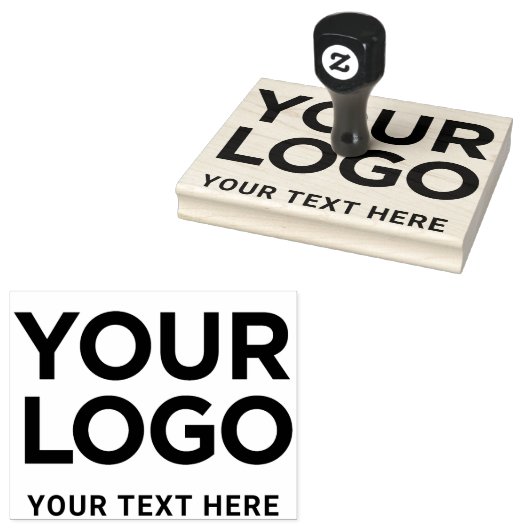 Jouw tekst Bedrijfsnaam Logo Simple Large Rubberstempel (Gestempeld)