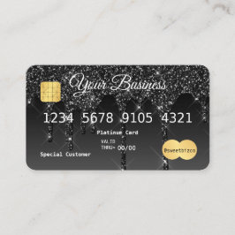 Jouw tekst Black Drip Glitter-look-creditcard Visitekaartje