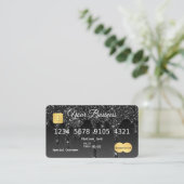 Jouw tekst Black Drip Glitter-look-creditcard Visitekaartje (Staand voorkant)