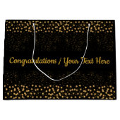 jouw tekst Black/Gold Star-lampjes met spaarpjes Groot Cadeauzakje (Voorkant)