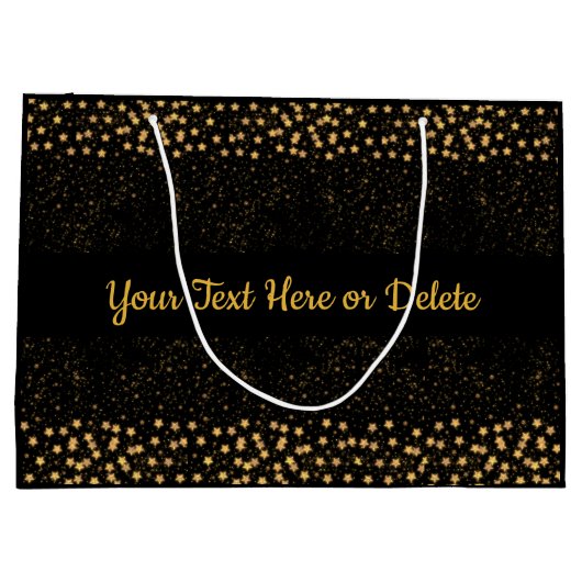 jouw tekst Black/Gold Star-lampjes met spaarpjes Groot Cadeauzakje (Achterkant)