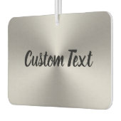 Jouw tekst Black Script Silver Brushed Metal Look Luchtverfrisser (Links)