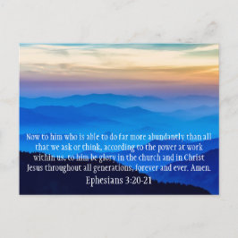 Jouw tekst  blauw gebergte Ephesians 3:20-21 Briefkaart