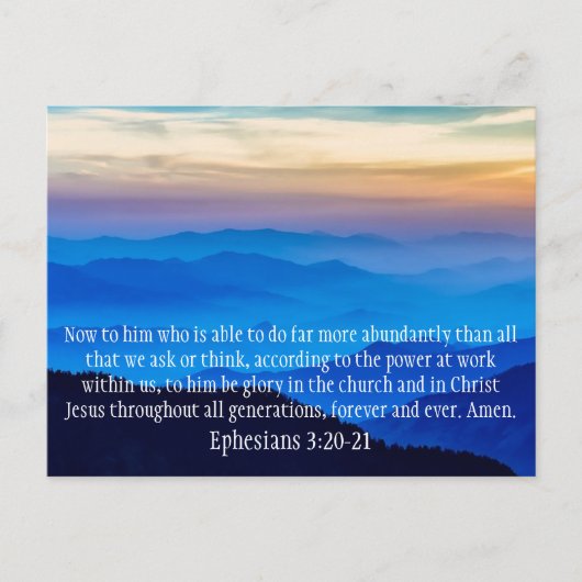 Jouw tekst  blauw gebergte Ephesians 3:20-21 Briefkaart (Voorkant)