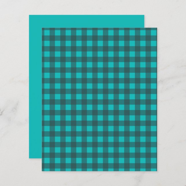 Jouw tekst Blauwgroen Check Plaid Pattern Paper aa (Voorkant / Achterkant)