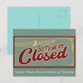 Jouw tekst Blauwgroen/Tan  winkel gesloten teken Briefkaart (Voorkant / Achterkant)