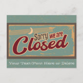 Jouw tekst Blauwgroen/Tan  winkel gesloten teken Briefkaart (Voorkant)