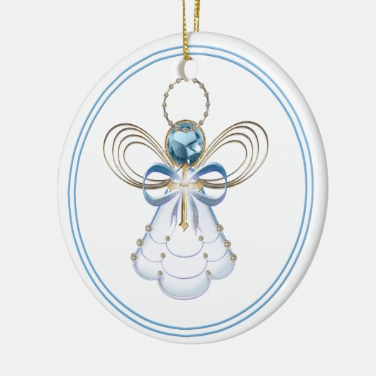 Jouw tekst: Blue Filigree kerstengel van Faith Keramisch Ornament (Links)