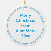 Jouw tekst: Blue Filigree kerstengel van Faith Keramisch Ornament (Achterkant)