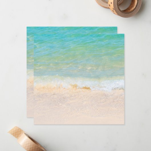 Jouw tekst Blue Zee Waves Seaside Beach Sand toevo Notitiekaartje (Voorkant / Achterkant in situ)