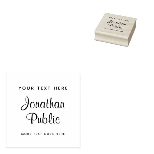 Jouw tekst Calligraphed Naam Sjabloon Square Custo Rubberstempel (Gestempeld)