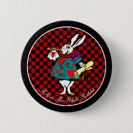 Jouw tekst/Color White Rabbit Alice in Wonderland Ronde Button 5,7 Cm