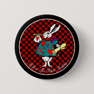 Jouw tekst/Color White Rabbit Alice in Wonderland Ronde Button 5,7 Cm