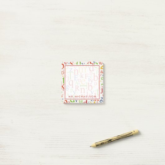 Jouw tekst | Colorful Alphabet Post-it® Notes (Op bureau)