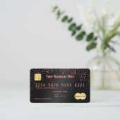 jouw tekst Confetti Creditcard Zwarte Roze Visitekaartje (Staand voorkant)