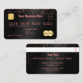 jouw tekst Confetti Creditcard Zwarte Roze Visitekaartje (Voorkant / Achterkant)