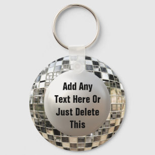 Jouw tekst Cool Disco Mirror Ball Sleutelhanger to