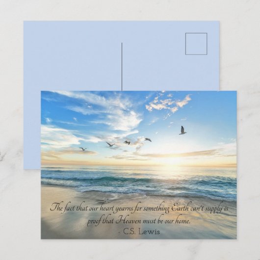 Jouw tekst CS Lewis Quote Heaven is ons thuisstran Briefkaart (Voorkant / Achterkant)