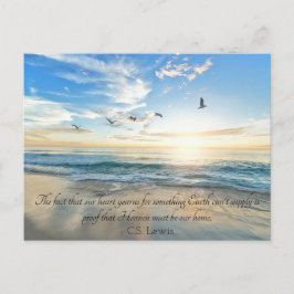 Jouw tekst CS Lewis Quote Heaven is ons thuisstran Briefkaart