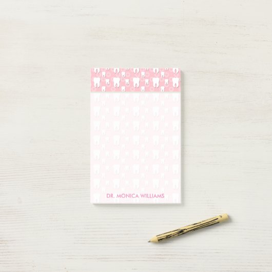 Jouw tekst | Cute Pink Teeth Post-it® Notes (Op bureau)
