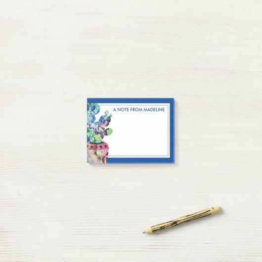 Jouw tekst | Cute Succulent Cactus Post-it® Notes (Op bureau)