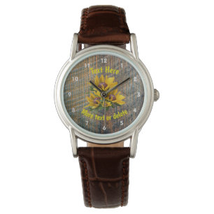 Jouw tekst Daisy Flower Personalized Horloge