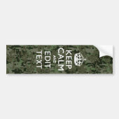 Jouw Tekst Digitaal Camouflage Woodland Keep Calm Bumpersticker (Voorkant)