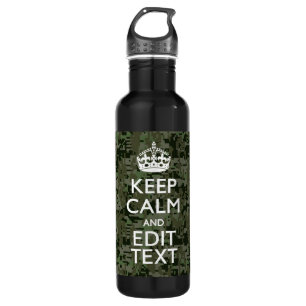 Jouw tekst Digital Camouflage Camo Keep Calm Waterfles