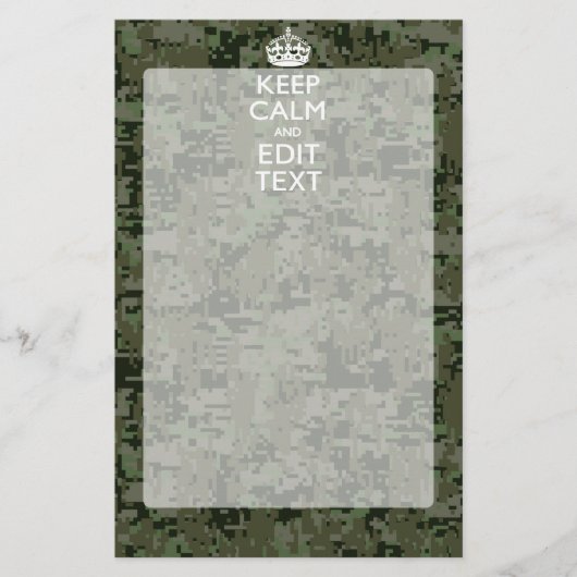 Jouw tekst Digital Camouflage Olive Green Keep Cal Briefpapier (Voorkant)