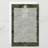 Jouw tekst Digital Camouflage Olive Green Keep Cal Briefpapier (Voorkant / Achterkant)