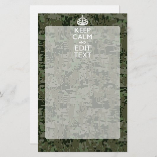 Jouw tekst Digital Camouflage Olive Green Keep Cal Briefpapier (Voorkant / Achterkant)