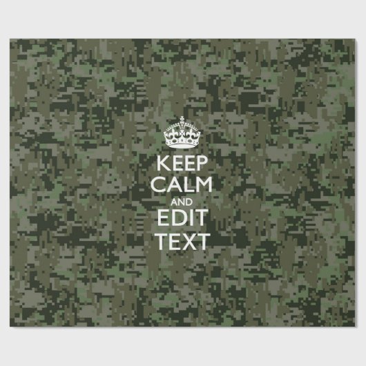 Jouw tekst Digital Camouflage Olive Green Keep Cal Cadeaupapier (Vlak)