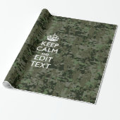 Jouw tekst Digital Camouflage Olive Green Keep Cal Cadeaupapier (Uitgerold)
