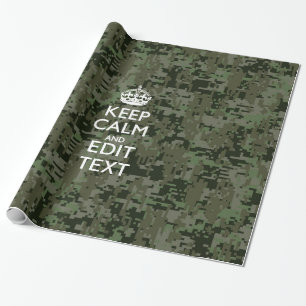 Jouw tekst Digital Camouflage Olive Green Keep Cal Cadeaupapier