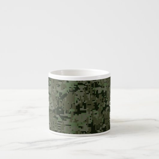 Jouw tekst Digital Camouflage Olive Green Keep Cal Espresso Kop (Voorkant)