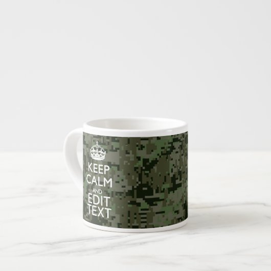 Jouw tekst Digital Camouflage Olive Green Keep Cal Espresso Kop (Links)