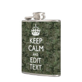 Jouw tekst Digital Camouflage Olive Green Keep Cal Heupfles (Links)