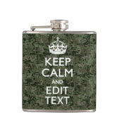 Jouw tekst Digital Camouflage Olive Green Keep Cal Heupfles (Voorkant)
